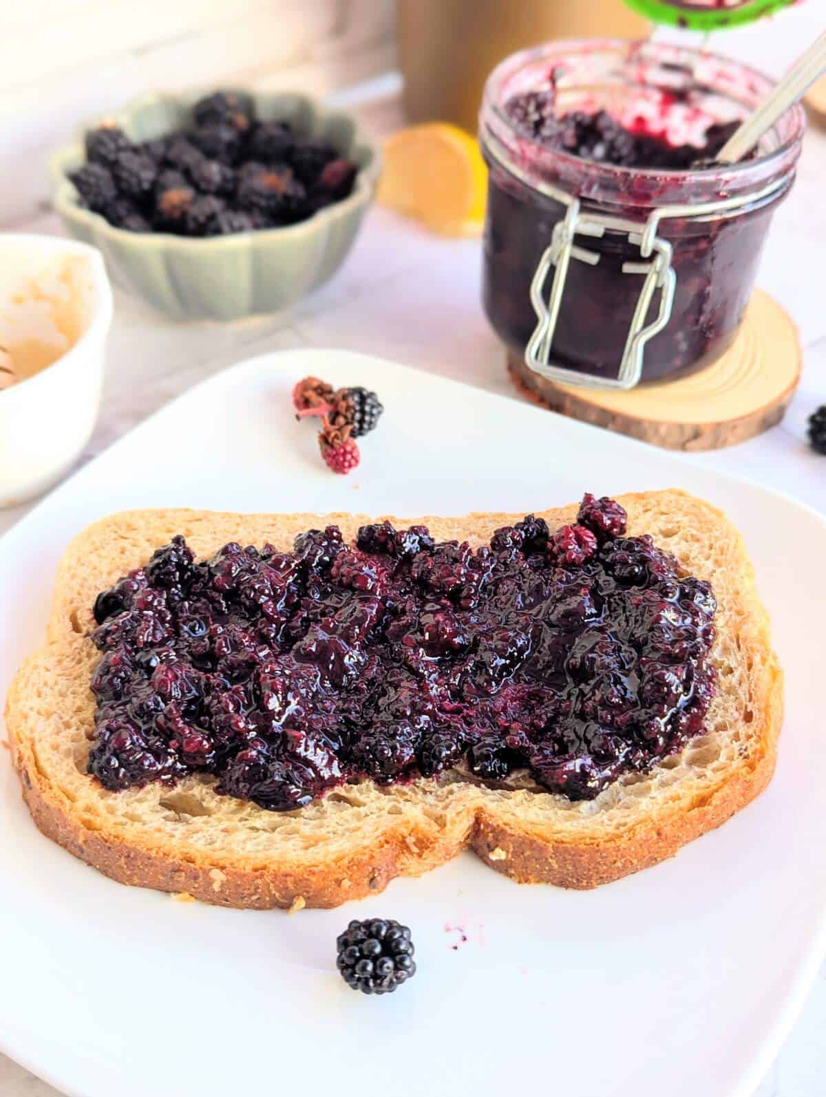 Blackberry compote on toast.