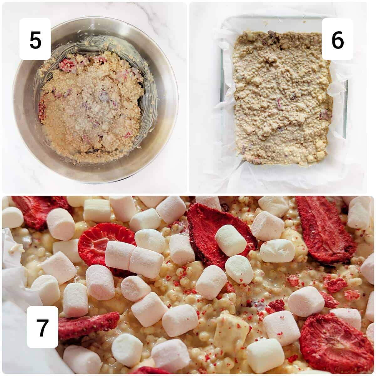 Process shots mixing and freezing the vegan chocolate quinoa bites.