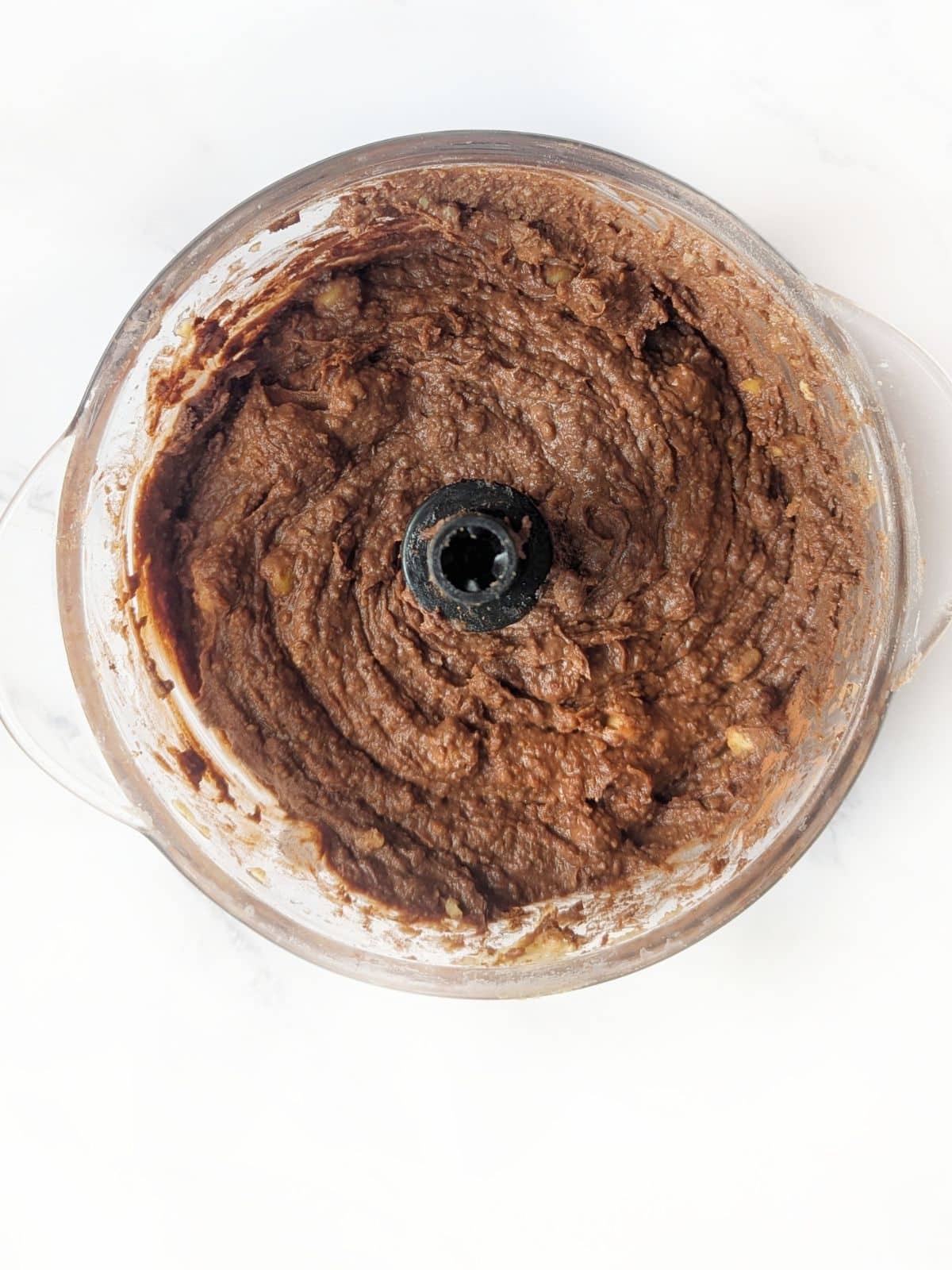 Chocolate chickpea cookie mixture freshly blended.